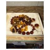 Amber-Tone Faceted Bead Necklace and Earring Set