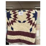 Star Pattern Pieced bedspread, Red and Navy