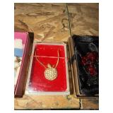 Gold-Tone Rhinestone Apple Pendant Necklace