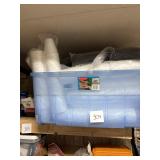 Rubbermaid Storage Bin with Plastic Cups