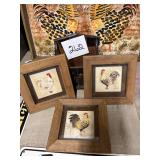 Set of Three Framed Rooster Tile Art Prints
