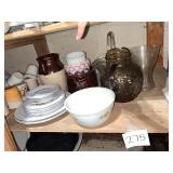 Vintage Mixing bowl, plates, kitchenware glass