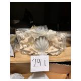 Ceramic Shell Dish with Two Cherub Figurines