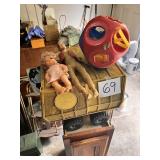Vintage Toy Bundle: Truck, Dolls, and Shape Sorter