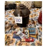 Vintage Metal Oil Can and Assorted Hardware Lot