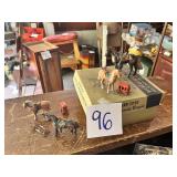 Vintage Model Horse and Wagon Figurine Set