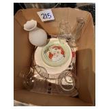 Decorative Glassware and Santa Plate box lot