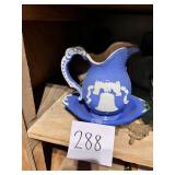 Blue and White Jasperware Pitcher and Saucer