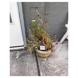 Decorative Stone Planter with Mixed Floral Display