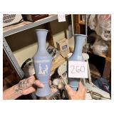 Pair of Blue Jasperware Style Bud Vases