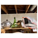 hot and cold server, green glass wine decanter