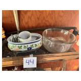 Floral Oval Ceramic Dish and Glass Mixing Bowl