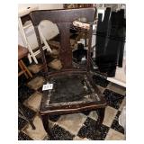 Antique Dark Wood Fiddle-Back Chair