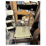 Vintage Wooden Woven-Seat Rocking Chair
