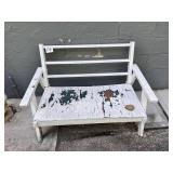 Vintage Painted Wood Slat Bench