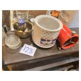 Ceramic Goose Canister and Vintage Red Tool