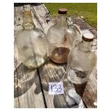 Set of Three Vintage Clear Glass Jugs