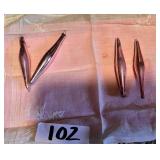 Four Vintage Pink Glass Icicle Ornaments