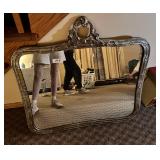 Ornate Silver-Tone Rococo Style Wall Mirror