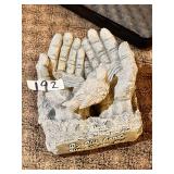 Cupped Hands Bird Statue By His Hands We Are Fed