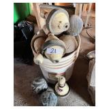 Vintage Tabletop Bowling Pins and Marbled Balls