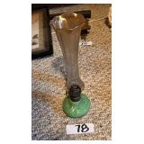 Vintage Iridescent Glass and Green Oil Lamp