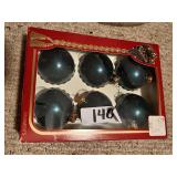 Victoria Collection Set of 6 Teal Ornaments