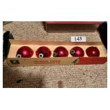 Set of 5 Franke Glass Red Christmas Ornaments