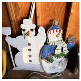 Set of Two Decorative Snowman Yard Figures