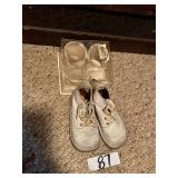 Vintage White Infant Leather Lace-Up Shoes