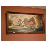 Framed Water Mill Landscape Print