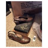 Vintage Brown Leather Slingback Heels