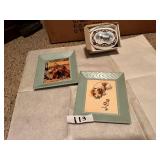 Decorative Porcelain Trinket Box and Two Frames