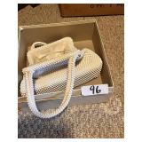 Vintage White cream Beaded Handbag 50s