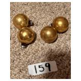 Set of Four Vintage Gold Glass Ornaments