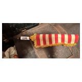 Vintage Red and White Striped Pennant with Fringe