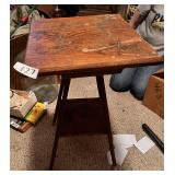 Vintage Square Wooden Two-Tier Side Table