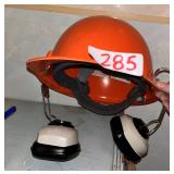 Orange Hard Hat with Attached Earmuffs