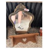 Decorative Wall Mirror with Wooden Heart Shelf