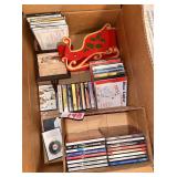 Christmas Music CD Collection and Holiday Sleigh