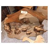 Wooden Nativity Set with Stable and Figurines