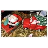 Ceramic Christmas Truck and Sleigh Set