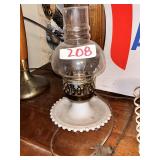 Vintage Electric Milk Glass Hurricane Lamp