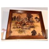 Framed Vintage Deer Forest Tapestry Wall Art