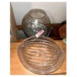 Clear Glass Ribbed Decorative Bowls