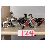 Set of Two Miniature Cruiser Motorcycles
