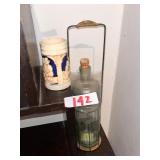 Ceramic Relief Mug and Wire-Caged Glass Bottle
