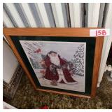 Framed Santa Claus Winter Forest Print