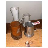 Assorted Mugs, Vase, and Dog Figurine Collection