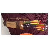 Leather Quiver with Assorted Arrows